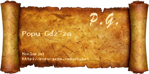 Popu Géza névjegykártya